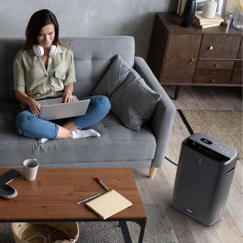 Ionmax Venta 8L Desiccant Dehumidifier in the living room