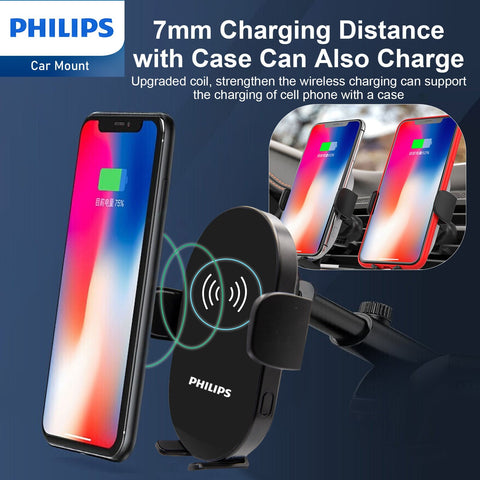 Philips 15W Qi Fast Wireless Car Charger Phone Mount (DLK3525Q)-Phone Holder-Andatech