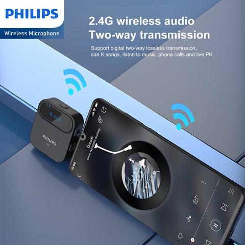 Philips 2.4 GHz Wireless Microphone, 360° Sound Collecting, Pin Microphone (DLM3538C with Charging Case)-Wireless Microphone-Andatech