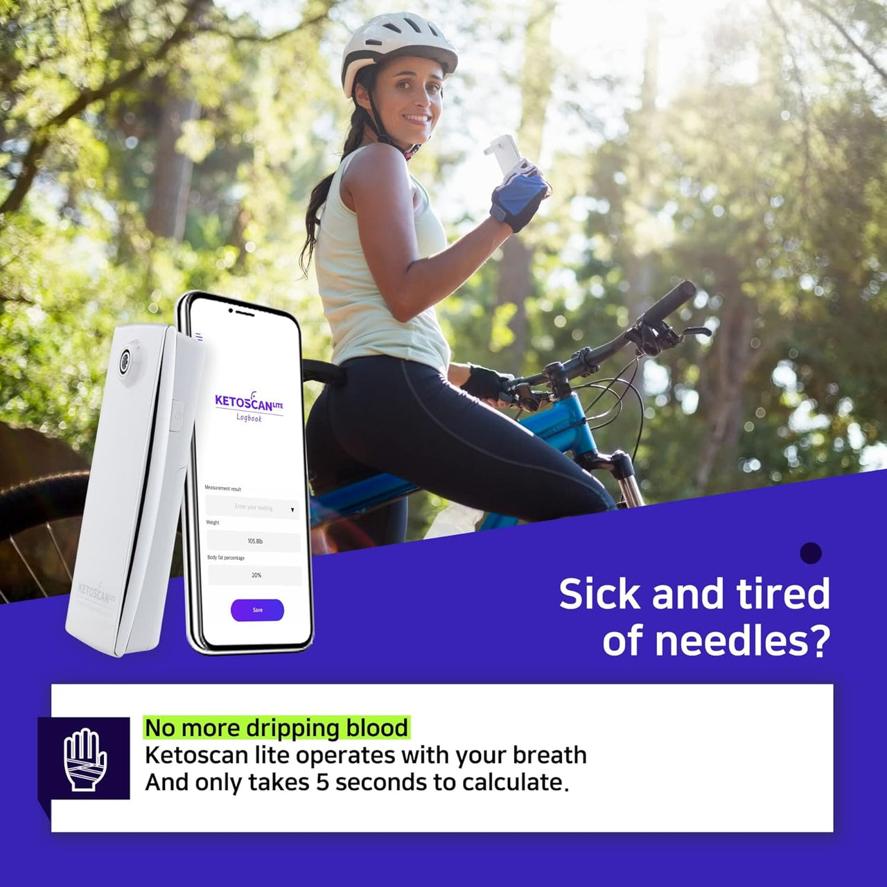 KetoScan Lite Ketone Breath Meter Fat Burning Monitor with Mobile App