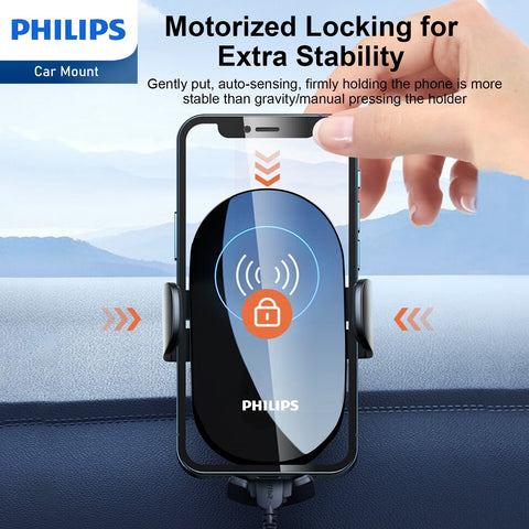 Philips 15W Qi Fast Wireless Car Charger Phone Mount (DLK3525Q)-Phone Holder-Andatech