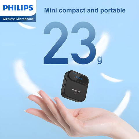 Philips 2.4 GHz Wireless Microphone, 360° Sound Collecting, Pin Microphone (DLM3538C with Charging Case)-Wireless Microphone-Andatech