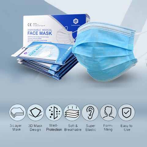 Disposable Medical Face Mask EN14683 Type 2R (Pack of 50)-Face Masks-Andatech