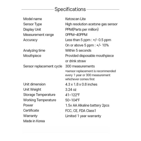 KetoScan Lite Ketone Breath Meter-Ketone Breath Tester-Andatech